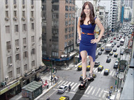 giantess collage feet city high_heels buildings brunette smiling wonderslug dress walking streets crushed_car jennifer_lawrence