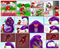 gentle pokemon vore small_man furry comic in_stomach entrapment livinlovindude arbok snake_women