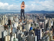 collage city mega destruction brunette wonderslug fire skyscrapers sky