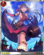 giantess large_breasts destruction buildings red_eyes low_angle dress boots village walking thighs jewelry ankle_bracelet sideboob bracelet source_needed rage_of_bahamut gunnlod bare_legs card flourish