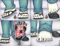 crush furry macro anthro color claws shoes paws sandals foot_crush flip_flops commission blondevelvet thefallenwind