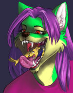 vore furry anthro color tongue teeth red_eyes canine