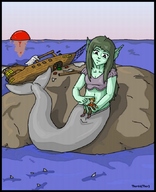 gentle giantess furry handheld mermaid thor66 outdoors sunset green_giantess castaway