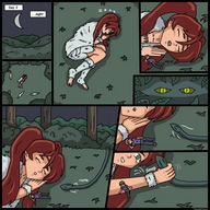 drawing sleeping comic red_hair shrunken_men thor66 monster forest set outdoors tentacle ayame