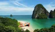 breasts giantess collage swimsuit beach ocean lying_down legs belly sand trees sunbathing zed782 foliage