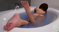 toes barefoot bath soles wet blood brunette story shrunken_men set tiny_mk angles_playground_chapter_2 digital_render