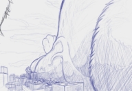 drawing crush furry city monochrome destruction giant rampage outdoors pencil_drawing huge_penis