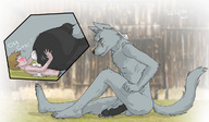 drawing furry wolf masturbation color cum giant penis outdoors scar lenom