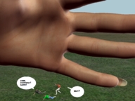 giantess story fleeing giant_hand flatworld a_big_encounter kentbobby2000 digital_render