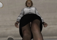 upskirt blonde story shrunken_men point_of_view white_top looking_at_tiny digital_render