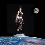 breasts giantess collage earth giga space destruction clothed planet gun brunette gloves ponytail boots shorts top lara_croft tomb_raider bare_legs tidal_wave bare_midriff