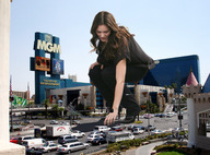 giantess collage high_heels brunette reaching vehicles shoe_crush las_vegas black_dress vehicle_crush disrupting_traffic