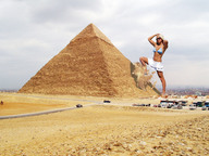 giantess city blonde destruction cars desert pyramid sandals bus sunglasses outdoors bikini_top