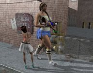 handheld brunette mini_giantess outdoors cheerleader_outfit digital_render