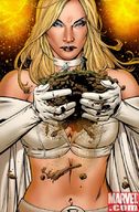 breasts drawing giantess mega blonde blue_eyes handheld cleavage angry gloves cape looking_at_viewer x-men emma_frost cyclops marvel_comics bare_midriff professor_x