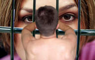 collage brunette brown_eyes shrunken_men shrunken_man cage point_of_view looking_at_victim