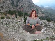 giantess collage red_hair outdoors looking_into_distance auditorium
