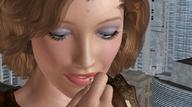 giantess handheld red_hair outdoors looking_at_victim digital_render