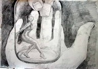 drawing nude monochrome handheld shrunken_woman entrapment jar pencil_drawing