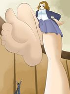 drawing barefoot smiling shrunken_men raised_foot hands_on_hips looking_at_victim