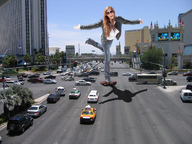 giantess collage city clothed traffic wonderslug shadow sunglasses streets las_vegas looking_at_viewer jordan_carver crushed_car casinos leather_jacket