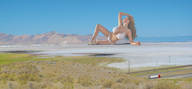 breasts giantess collage landscape mega long_hair swimsuit cleavage high_heels wonderslug lying_down airplane jordan_carver salt_flats utah