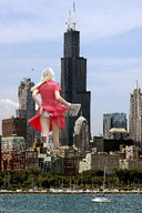 giantess collage panties city mega blonde butt helicopter low_angle wonderslug dress skyscraper boats sky chicago waterfront behind_view