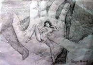 drawing nude masturbation monochrome giant handheld shrunken_woman