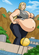 drawing giantess color clothed huge_breasts tsunade axel_rosered naruto_(series)