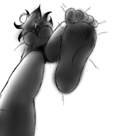 breasts drawing giantess monochrome barefoot soles low_angle looking_down foot_pov eyes point_of_view looking_at_viewer imminent_crush virra lilmeppi