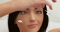 gentle brunette brown_eyes story shrunken_men face dangle between_fingers looking_at_victim tiny_mk angles_playground_chapter_2 digital_render
