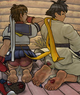 drawing crush barefoot soles kneeling fart naigo unaware cruel sneakers stuck_to_foot stuck_to_butt