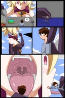 drawing giantess vore blonde tongue mouth handheld saliva anime disgaea between_fingers jirokatsu licking_lips imminent_vore looking_at_tiny rozalin