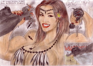 drawing giantess color destruction cleavage muscles hand_crush tarrass20020 olivier