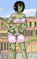 drawing gentle giantess buildings belly sky green_skin shabazik-color qui ko_corral