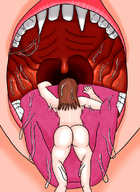 drawing nude vore color tongue mouth saliva fangs shrunken_woman imminent_vore kinokitty