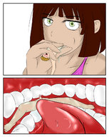 drawing color tongue penis mouth sex teeth handheld saliva green_eyes orgasm brunette pleasure shrunken_men close_up sucked