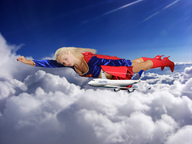 giantess wonderslug supergirl airplane clouds costume cape jenni_czech above_clouds