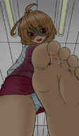 drawing panties barefoot soles low_angle looking_down foot_pov point_of_view looking_at_viewer imminent_crush