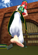 feet size_difference barefoot touhou tank red_hair shrunken_men fighting china hong_meiling 5nbe swipe digital_render