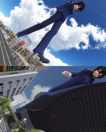 crush mega black_hair police uniform running hat street_view looking_at_tiny gs-uploader digital_render