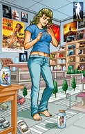 comic handheld barefoot shrunken_woman jar shrunken_cars undressing giantessfan looking_at_tiny yvette