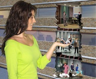 giantess collage destruction handheld buildings brunette palm people office_building pacmanri looking_at_tiny