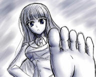 drawing feet barefoot low_angle looking_down sky foot_pov point_of_view from_below looking_at_viewer sketching