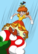 drawing giantess color dress foot_crush fighting princess_daisy piranha_plant