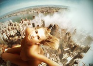 breasts giantess collage nude city blonde destruction buildings fire skyscraper smoke looking_up zoolp looking_at_viewer downward_angle