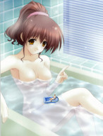 breasts drawing bath brunette shrunken_men shrunken_man boats bathroom looking_at_tiny
