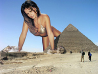 collage mega cleavage desert brunette wonderslug crawling looking_down people sky pyramids