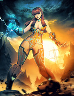 giantess destruction brunette vehicles sunset power_lines genzoman electricity