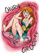 drawing vore color digestion stomach shrunken_woman entrapment x-ray stomach_acid stomach_view borrowers veronica